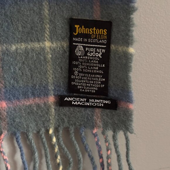 Vintage Pastel Plaid Fringed Lambswool Scarf - Picture 2 of 6